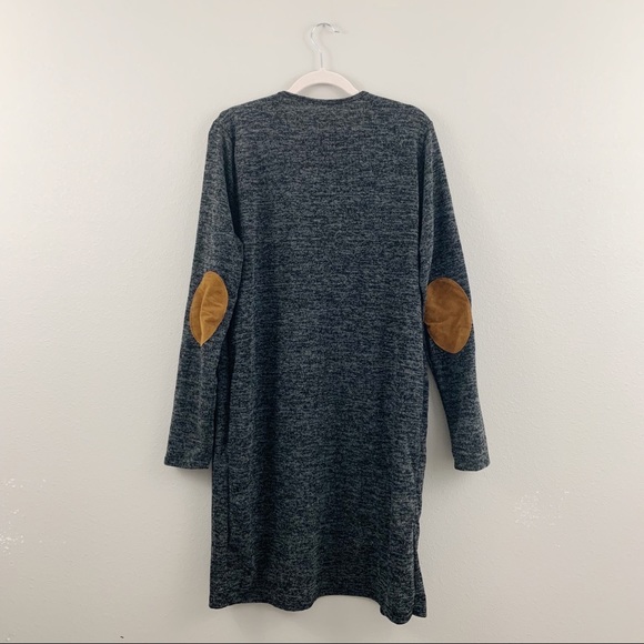 Charcoal Gray Cardigan with Brown Elbow Patch - Picture 3 of 8